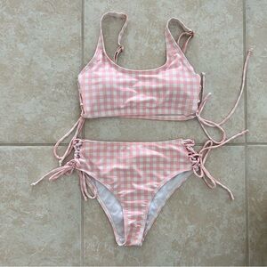 Pink checkered Bikini Set